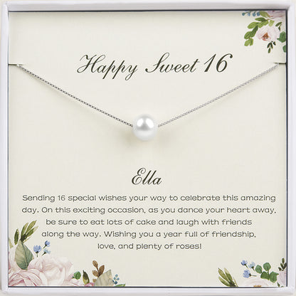 "Happy Sweet 16" Card and Pearl Necklace