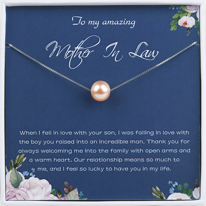 "To an Amazing Mother in Law" Card and Pearl Necklace