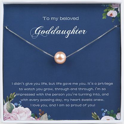 "To my Beloved Goddaughter" Card and Pearl Necklace