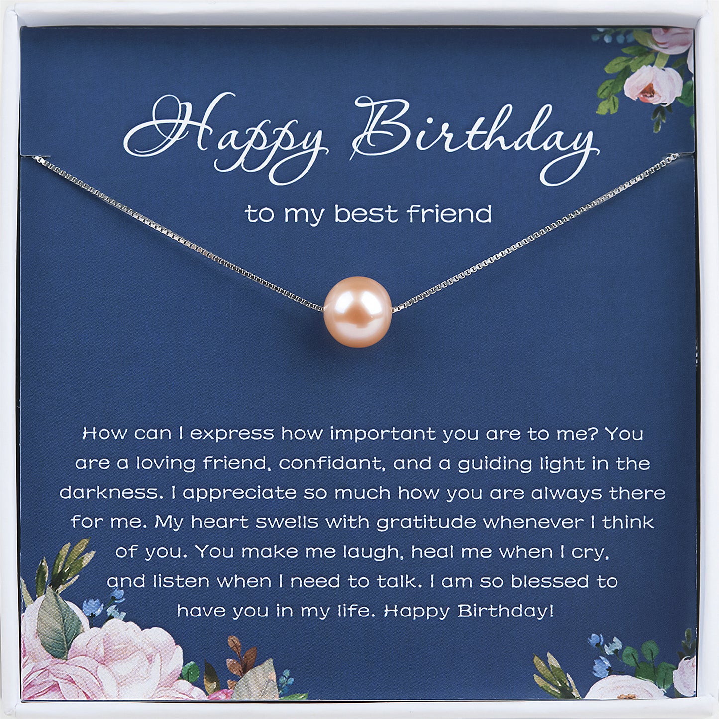 "Happy Birthday" Card for Best Friend and Pearl Necklace