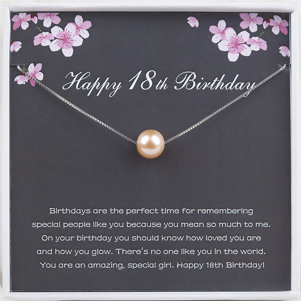 "Happy 18th Birthday" Card and Pearl Necklace