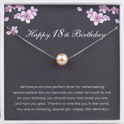 "Happy 18th Birthday" Card and Pearl Necklace