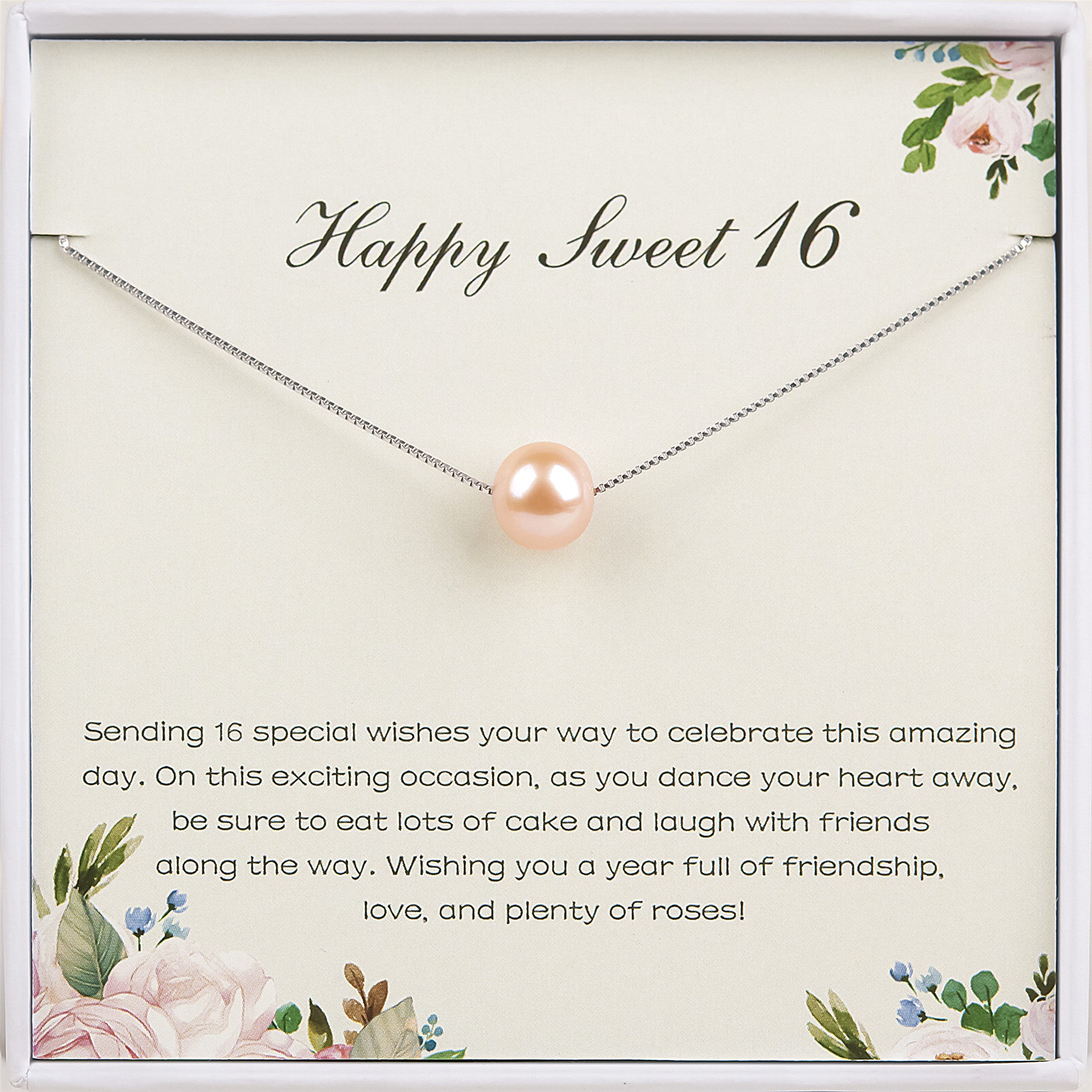 "Happy Sweet 16" Card and Pearl Necklace