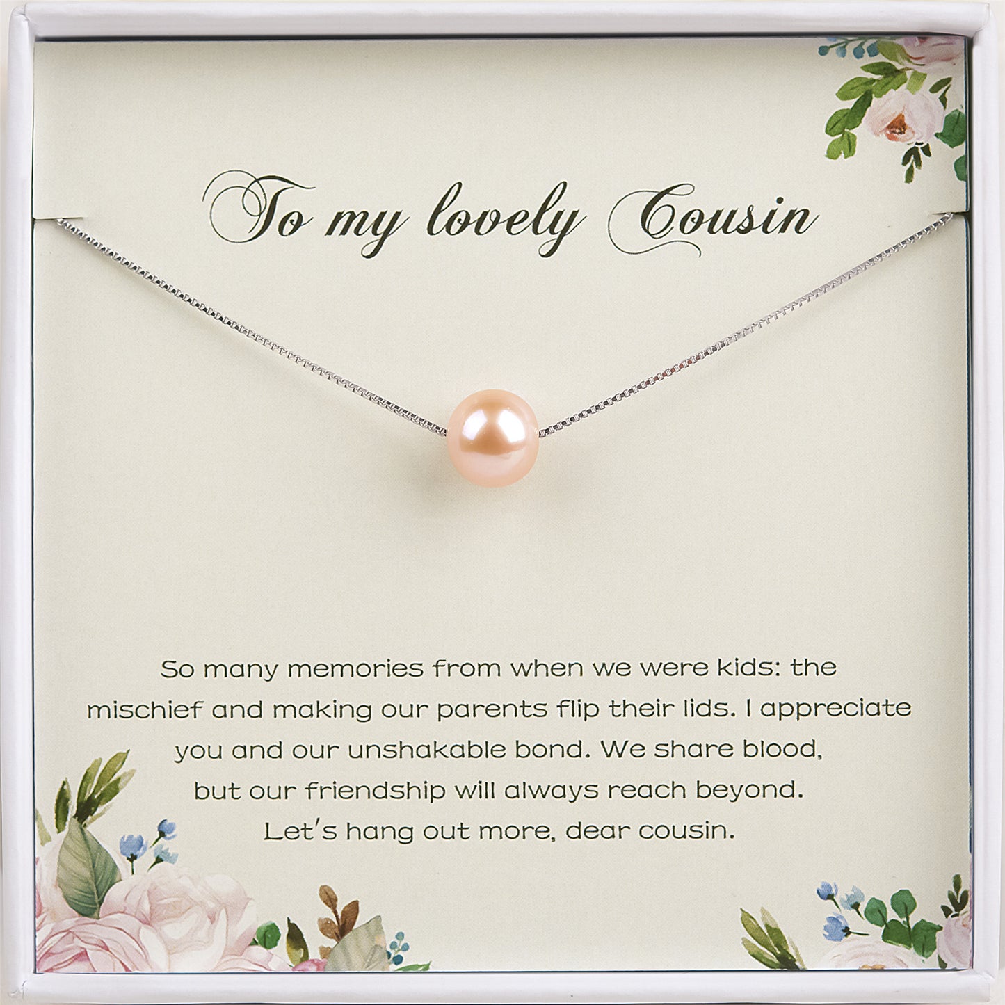 To My Lovely Cousin Card and Freshwater Pearl Necklace Gift Set