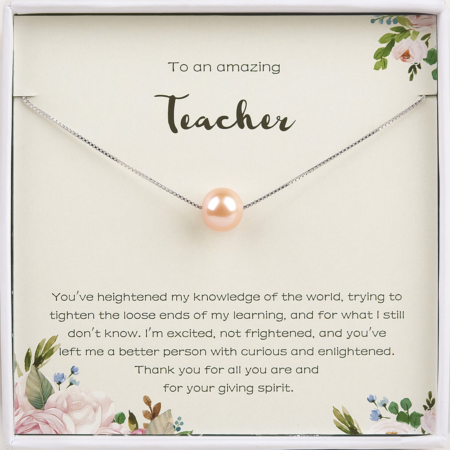 To an Amazing Teacher Card with Freshwater Pearl Necklace Gift