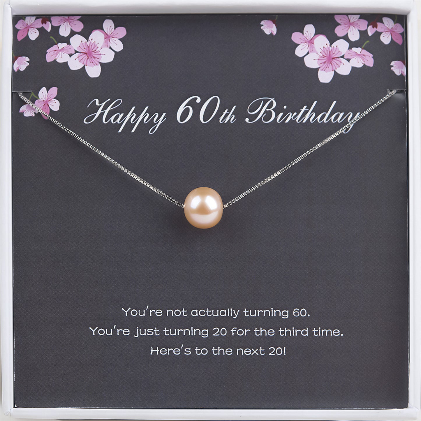 "Happy 60th Birthday" Card and Pearl Necklace