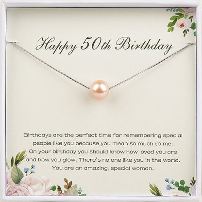 "Happy 50th Birthday" Card and Freshwater Pearl