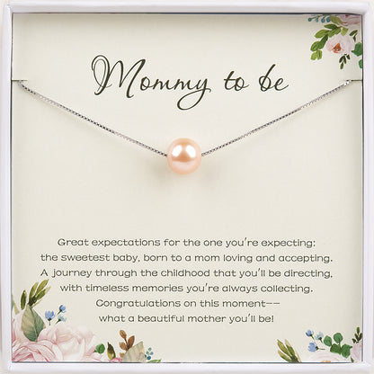 "Mommy to be" Card and Pearl Necklace