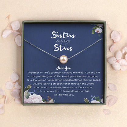 "Sisters are like Stars" Card and Pearl Necklace