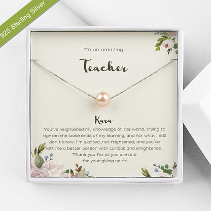 To an Amazing Teacher Card with Freshwater Pearl Necklace Gift