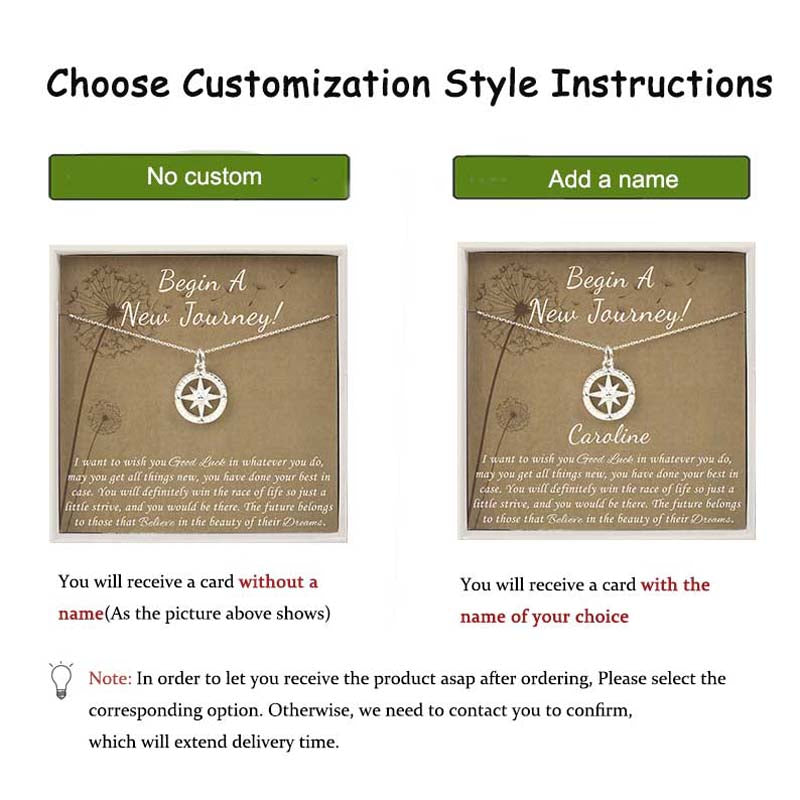 "Begin A New Journey" Card and Compass Necklace