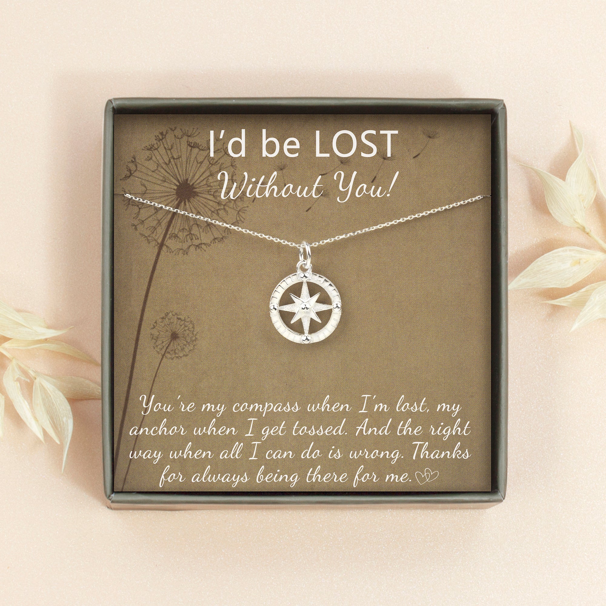 "I'd be LOST Without You!" Card and Compass Necklace