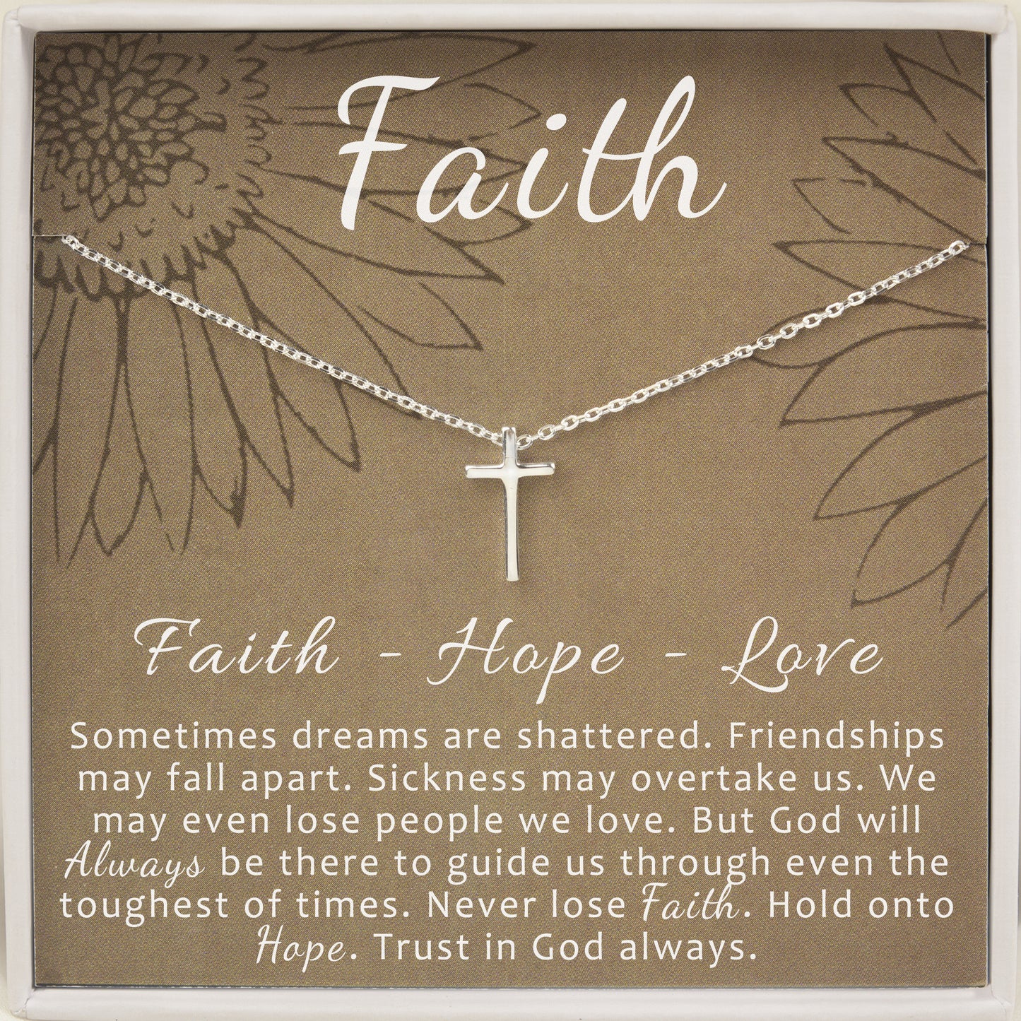 Personalized Faith, Hope, Love Jewelry for Best Friend Inspirational Gift, 925 Sterling Silver Cross Necklace