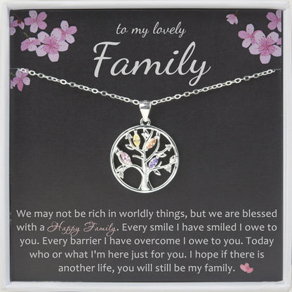 "To My Lovely Family" Card and Sterling Silver Necklace