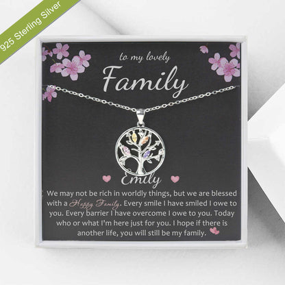 "To My Lovely Family" Card and Sterling Silver Necklace