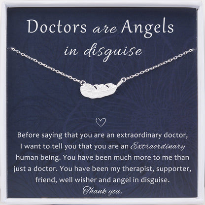 "Doctors are Angels" Card and Feather Necklace