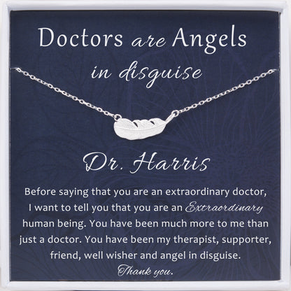 "Doctors are Angels" Card and Feather Necklace