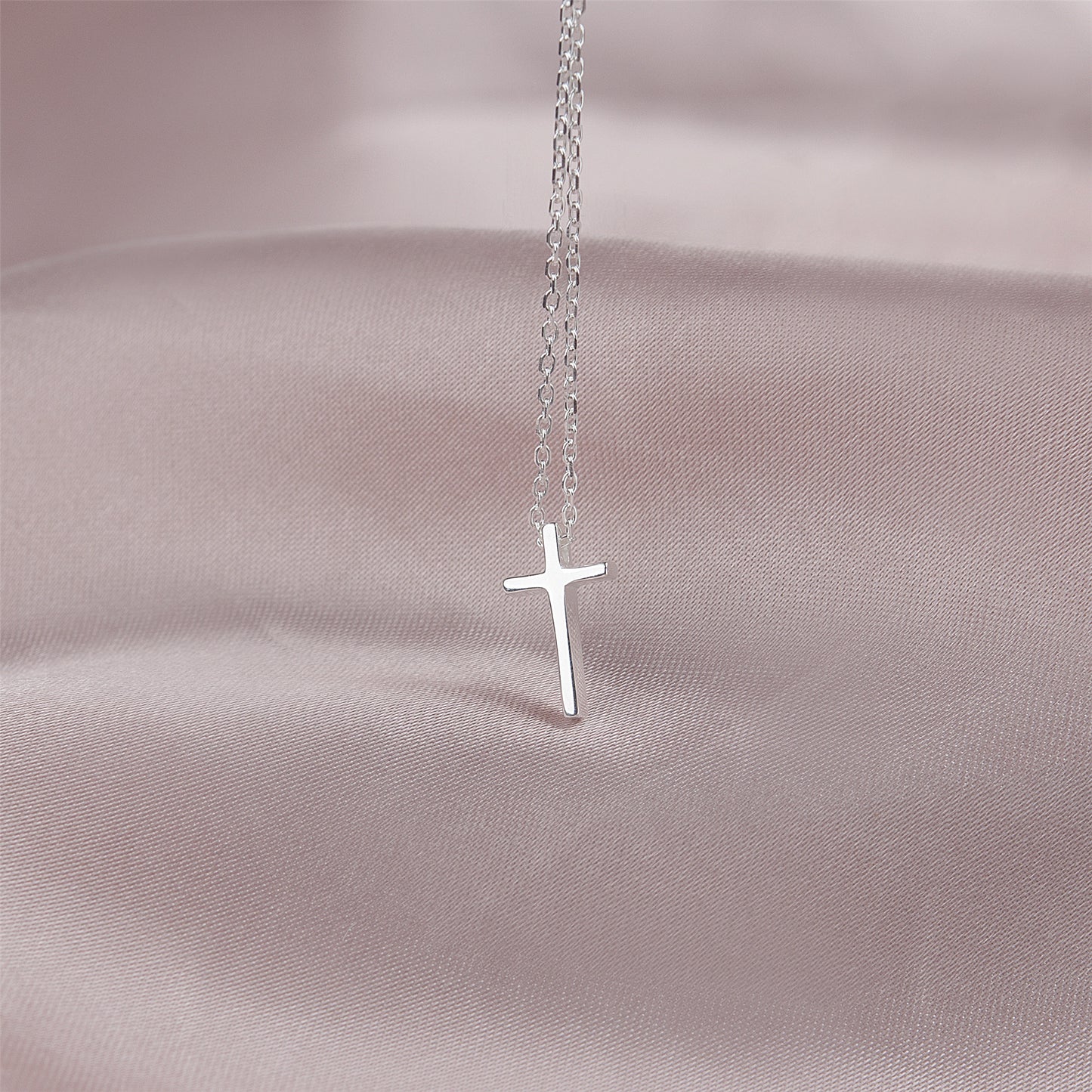 Sterling Silver Cross Necklace New Year Thanks Gifts for Mom, Merry Christmas Necklace Card for Her