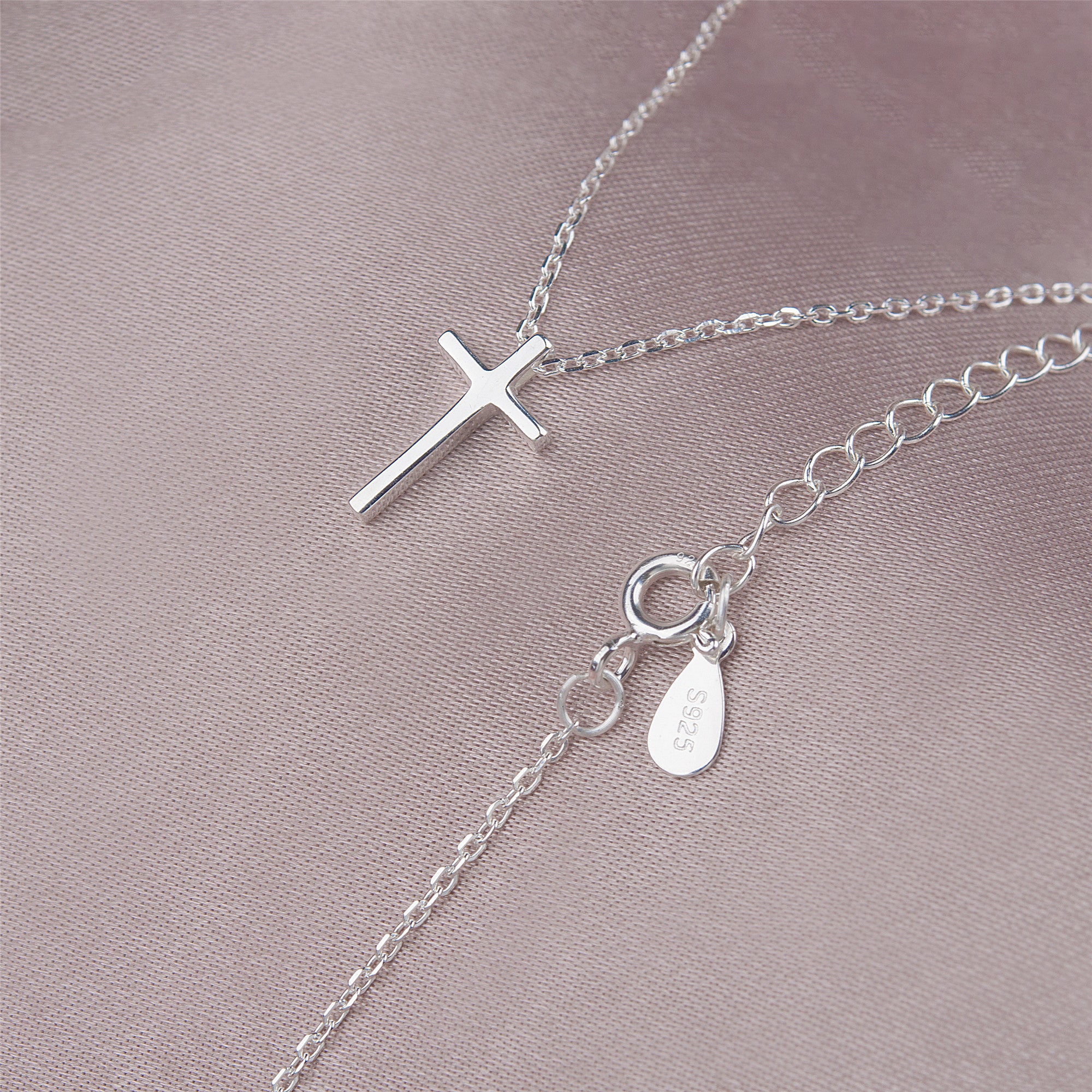 Sterling Silver Cross Christmas Necklace for Daughter, Gift Christmas Card Necklace for Niece