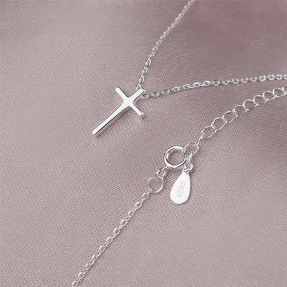 Sterling Silver Cross Christmas Necklace for Daughter, Gift Christmas Card Necklace for Niece