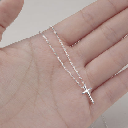 Sterling Silver Cross Christmas Necklace for Daughter, Gift Christmas Card Necklace for Niece