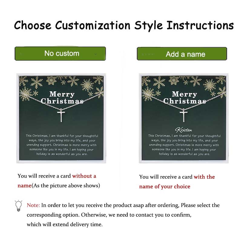 Sterling Silver Cross Necklace New Year Thanks Gifts for Mom, Merry Christmas Necklace Card for Her