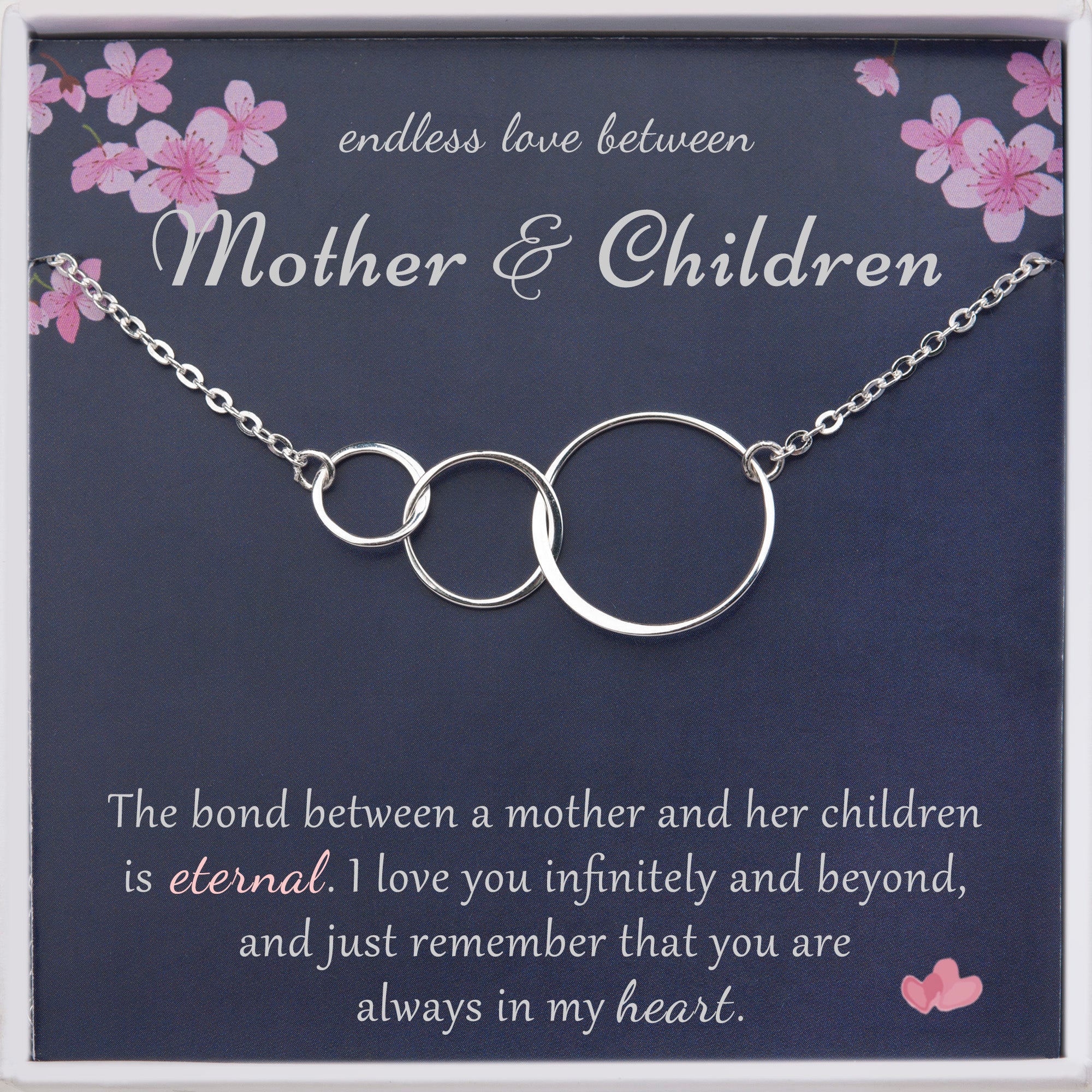 "Endless Love Between Mother And Children" Card and Interlocking Necklace