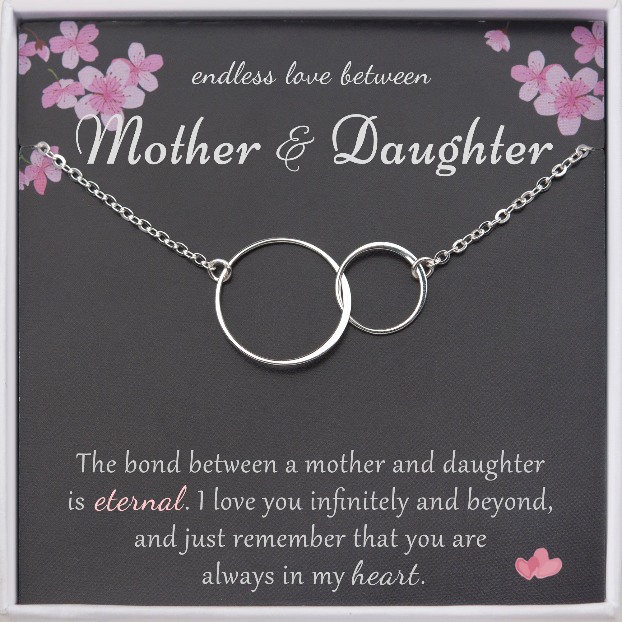 "Endless Love Between Mother And Daughter" Card and Interlocking Necklace