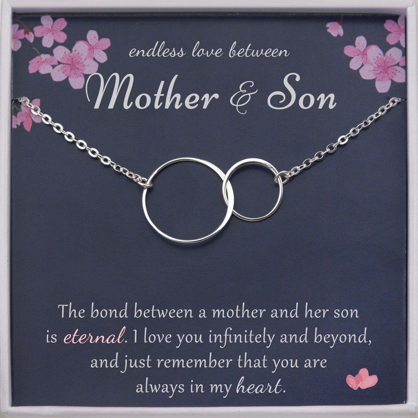 "Endless Love Between Mother And Son" Card and Interlocking Necklace