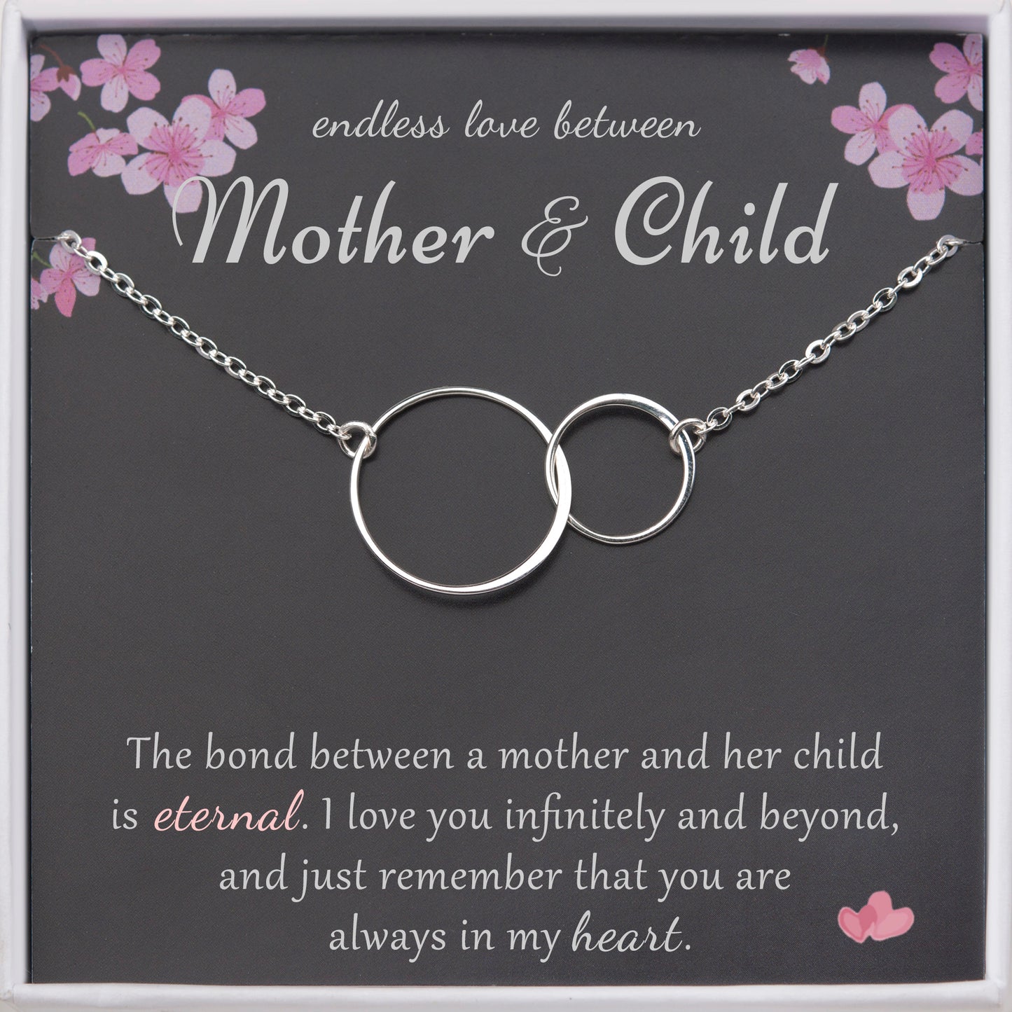 "Endless Love Between Mother And Child" Card and Interlocking Necklace