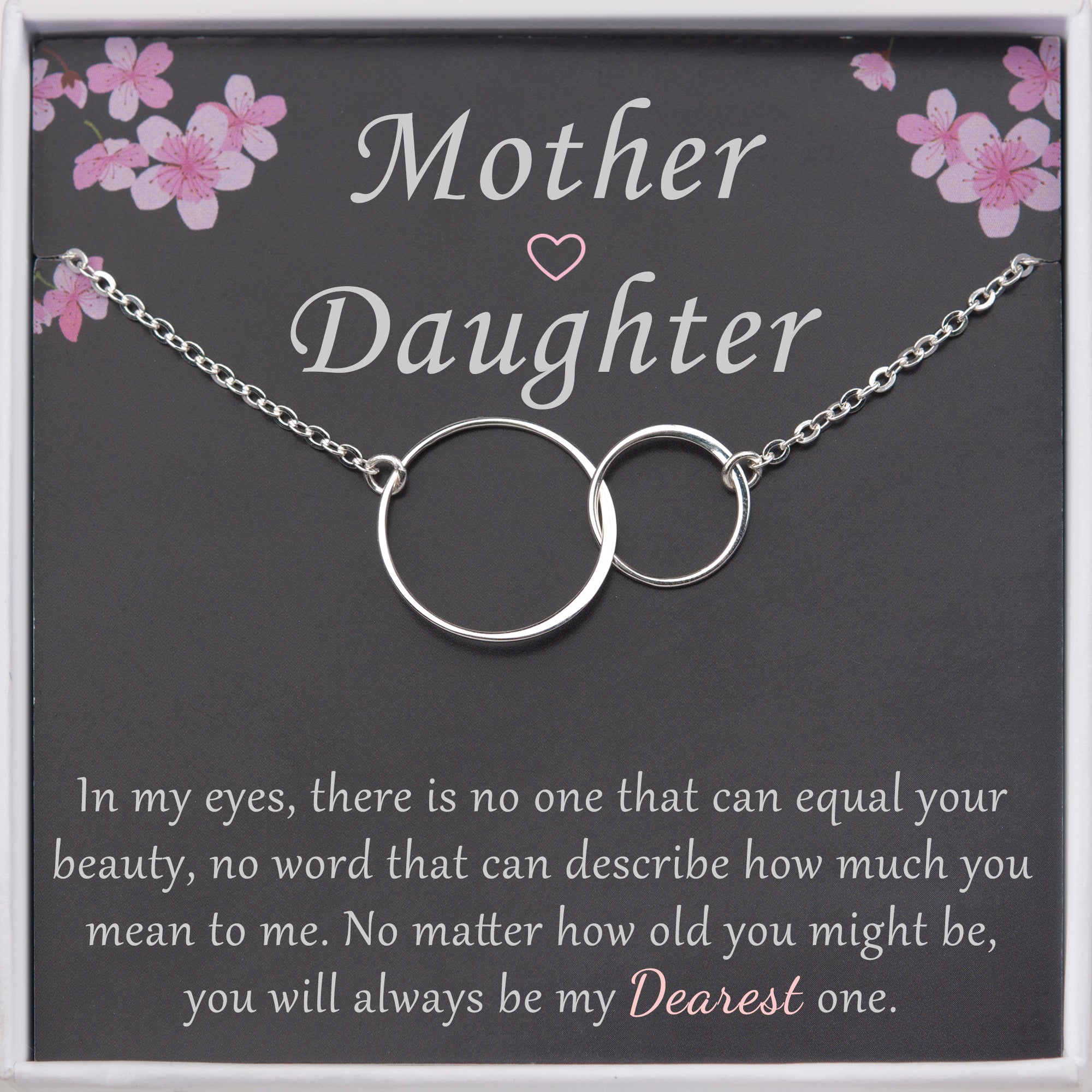 Mother and Daughter Card and Sterling Silver Infinity Ring Necklace Gift Set