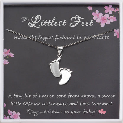 "The Littlest Feet" Card and Footprint Necklace