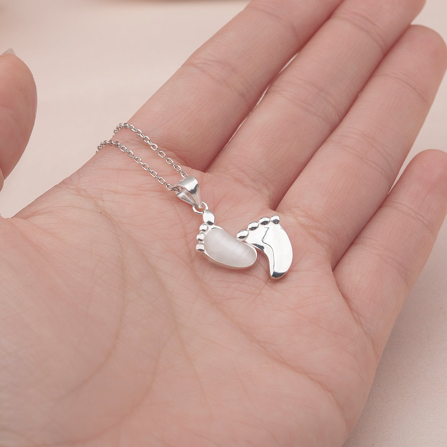 The Littlest Feet Card and Sterling Silver Necklace