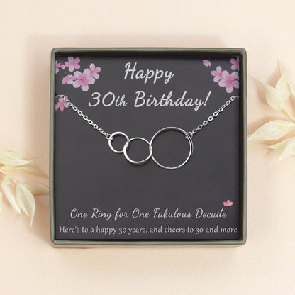 "Happy 30th Birthday" Card and Interlocking Necklace