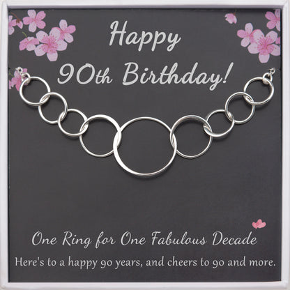 "Happy 90th Birthday!" Card and Sterling Silver Necklace