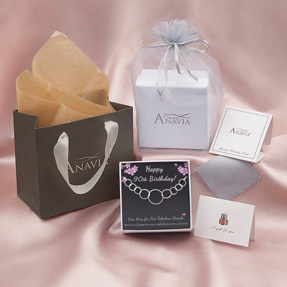 "Happy 90th Birthday!" Card and Sterling Silver Necklace