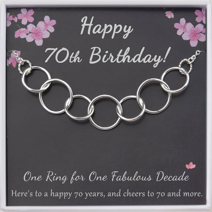 "Happy 70th Birthday" Card and Sterling Silver Necklace