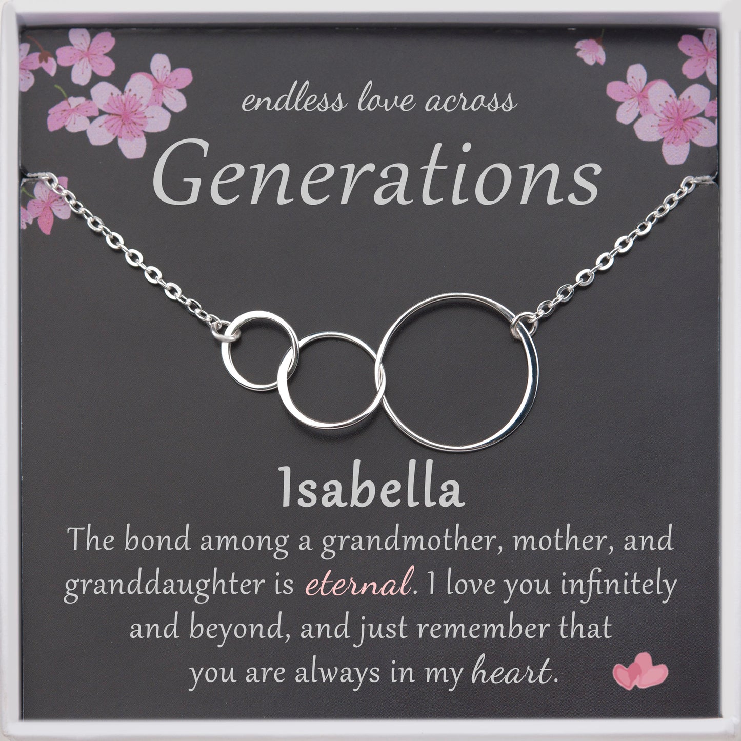 "Endless Love Across Generations" Card and Interlocking Necklace