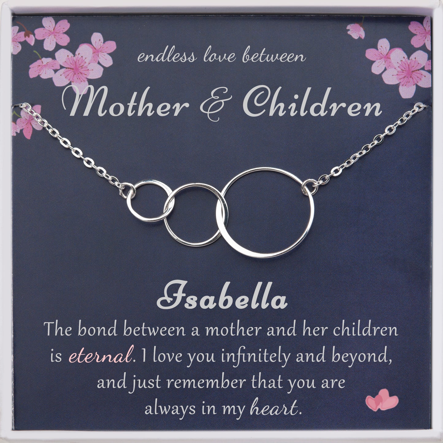 "Endless Love Between Mother And Children" Card and Interlocking Necklace