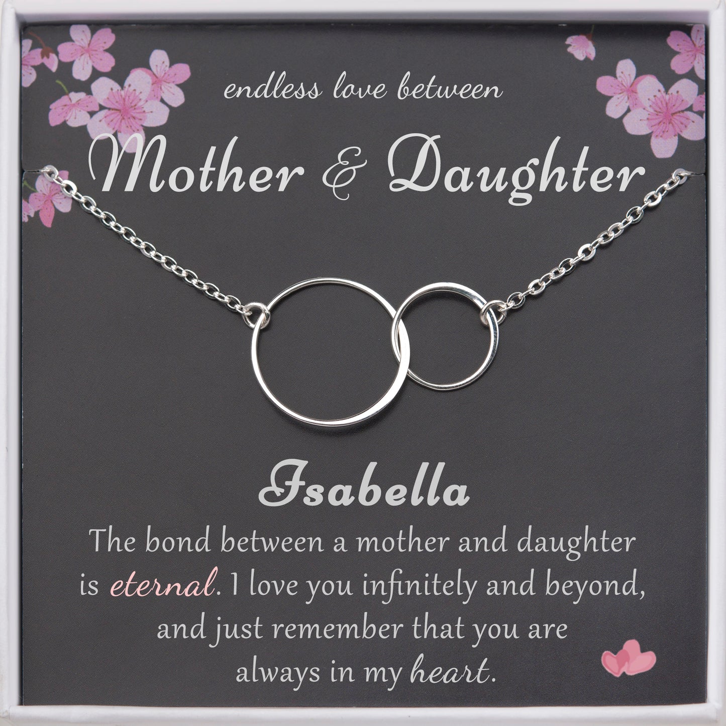 "Endless Love Between Mother And Daughter" Card and Interlocking Necklace