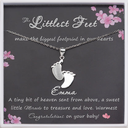 The Littlest Feet Card and Sterling Silver Necklace