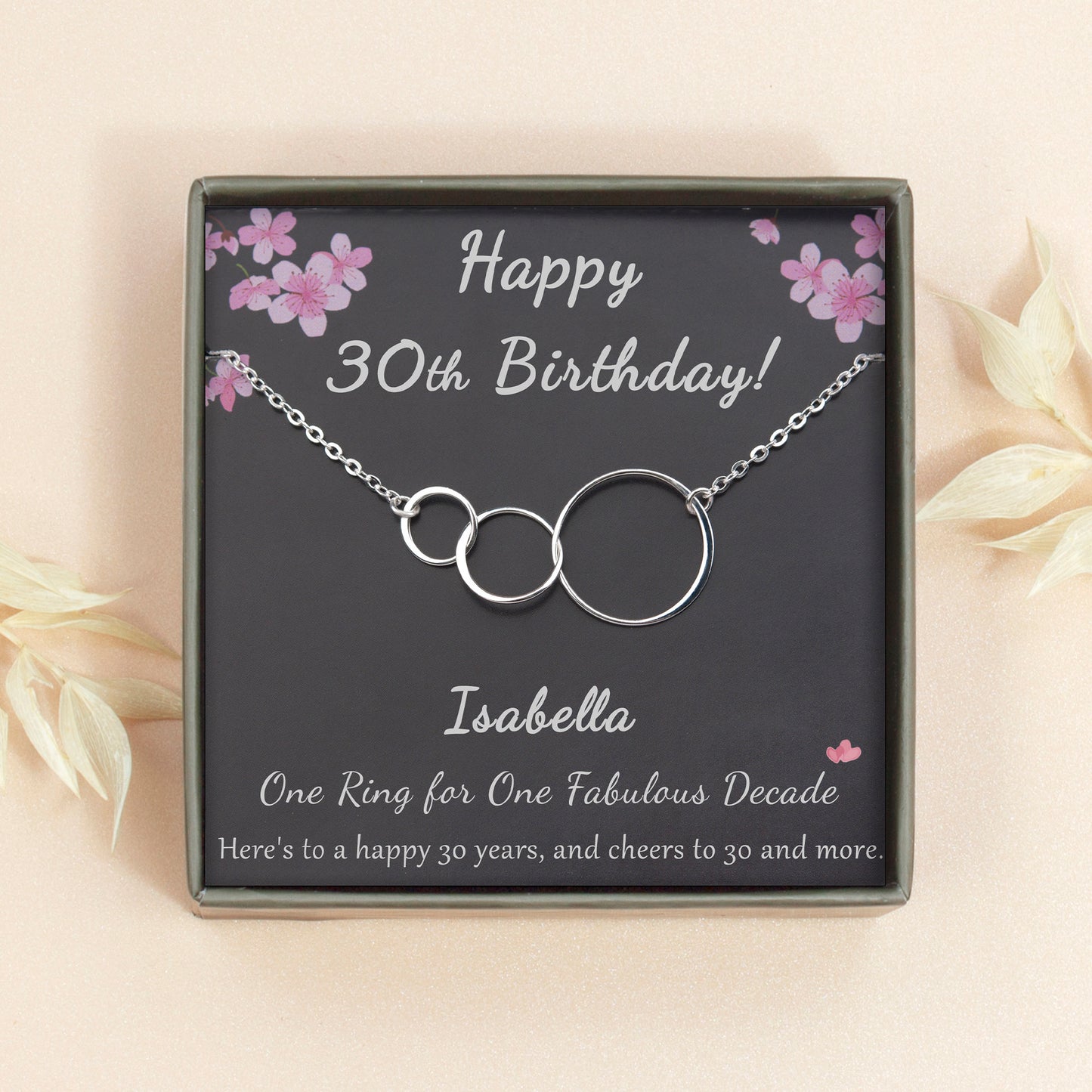 "Happy 30th Birthday" Card and Interlocking Necklace