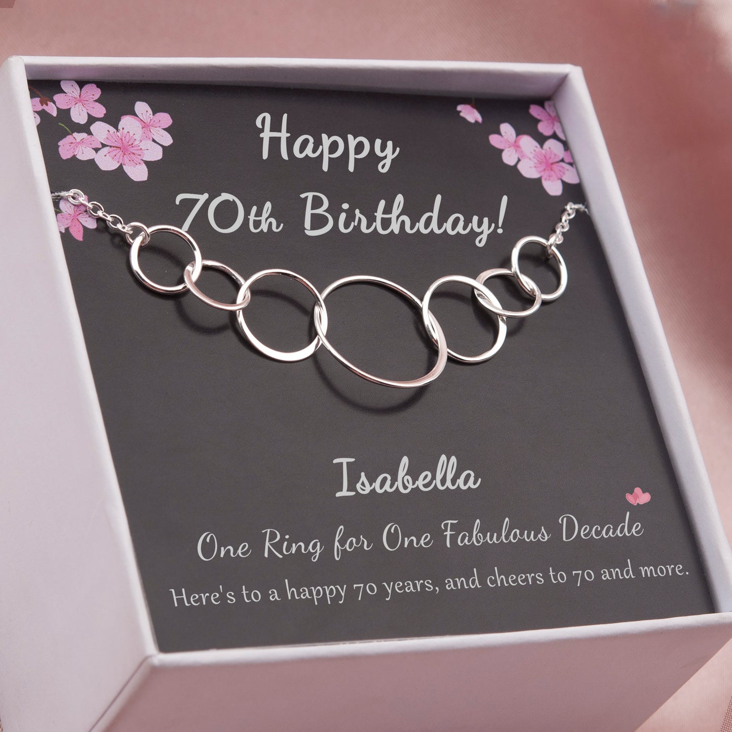 "Happy 70th Birthday" Card and Sterling Silver Necklace