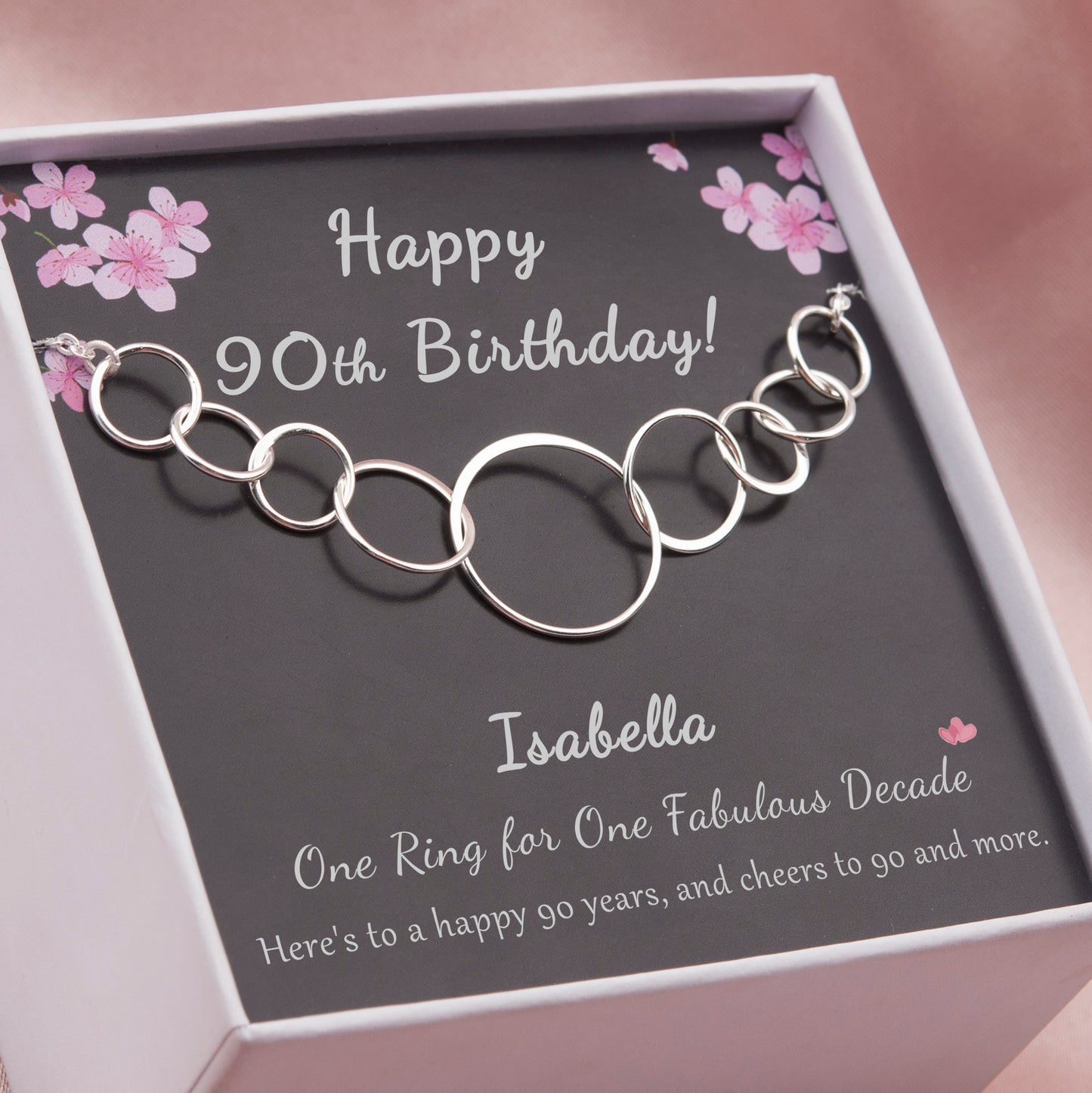 "Happy 90th Birthday!" Card and Sterling Silver Necklace