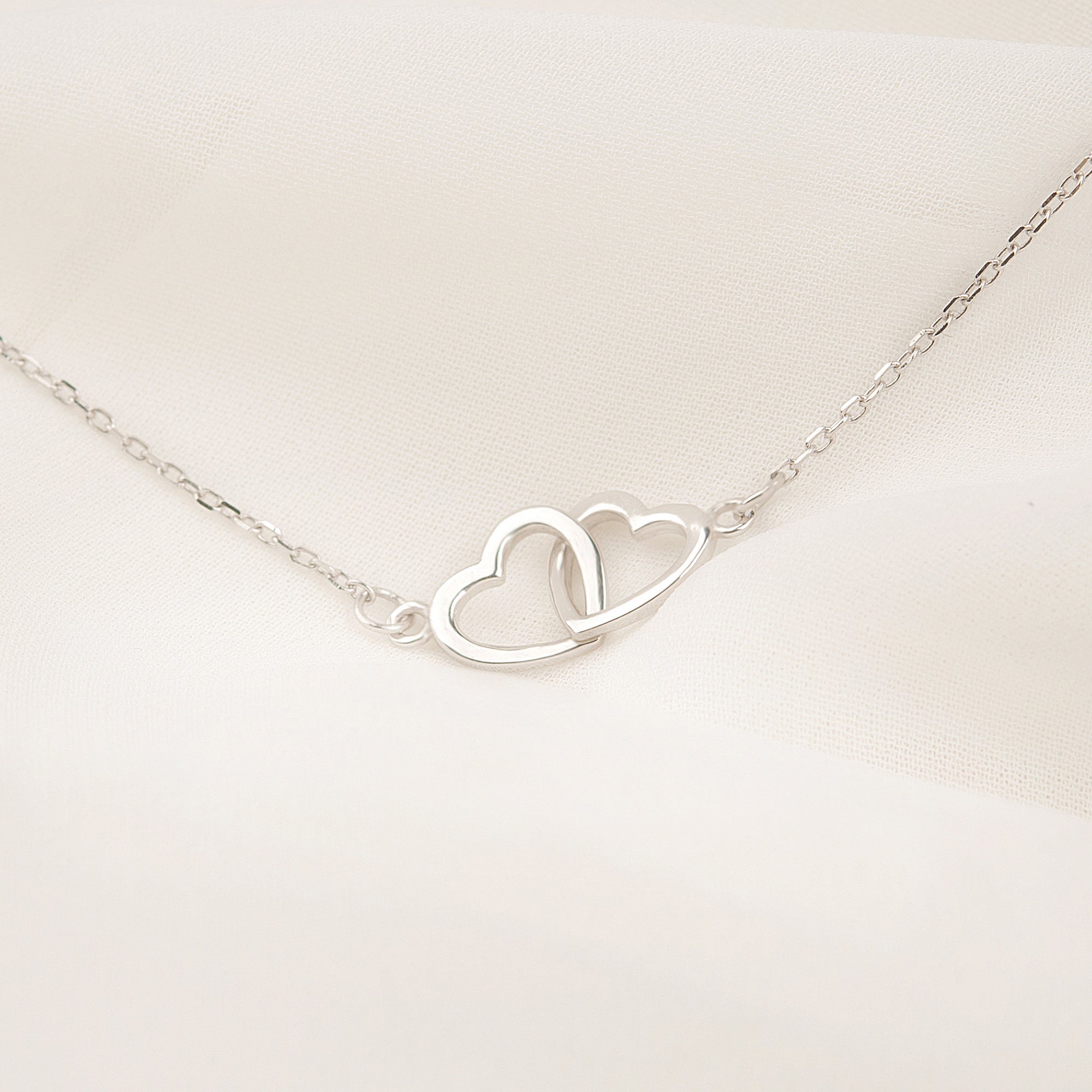 925 Sterling Silver Double Circle Pendant Heart Necklace Chain For