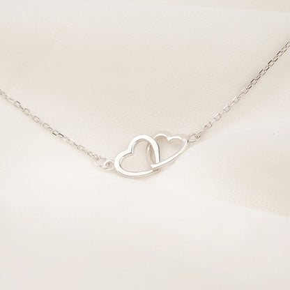 Personalized Best Sister Necklace for Big Sister Birthday Gift, 925 Sterling Silver Double Heart Necklace Gift