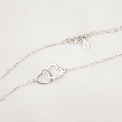 Personalized Best Sister Necklace for Big Sister Birthday Gift, 925 Sterling Silver Double Heart Necklace Gift