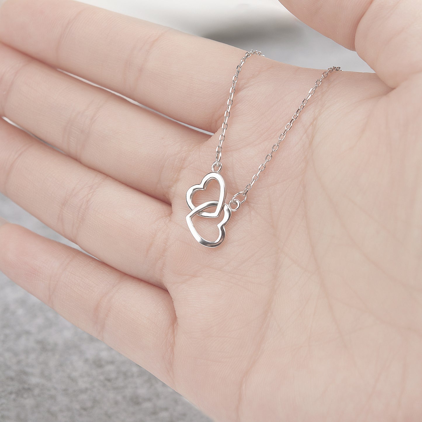 Personalized Best Sister Necklace for Big Sister Birthday Gift, 925 Sterling Silver Double Heart Necklace Gift