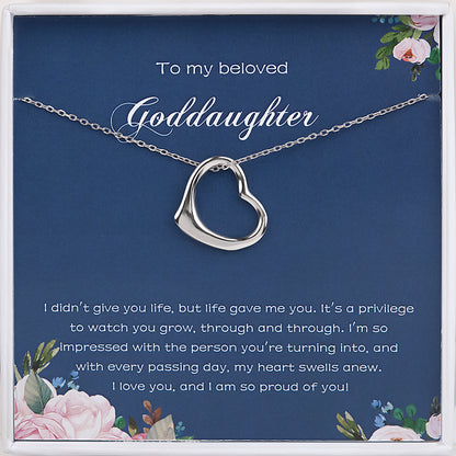 To My Beloved Goddaughter Card and Sterling Silver Heart Necklace Gift Set