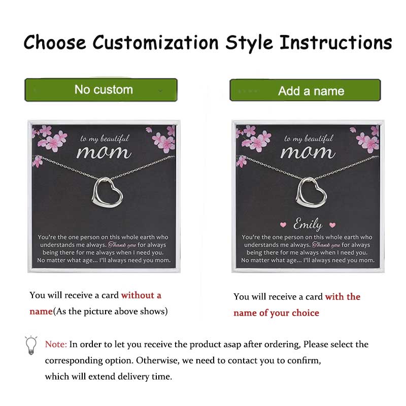 To My Beautiful Mom Dangling Heart Necklace